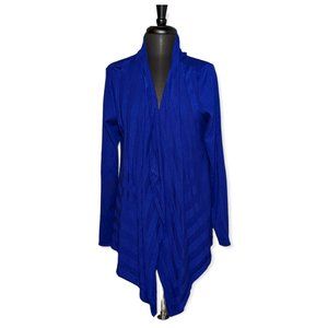 Blue Open Front Cardigan Long Sleeve Size Large
